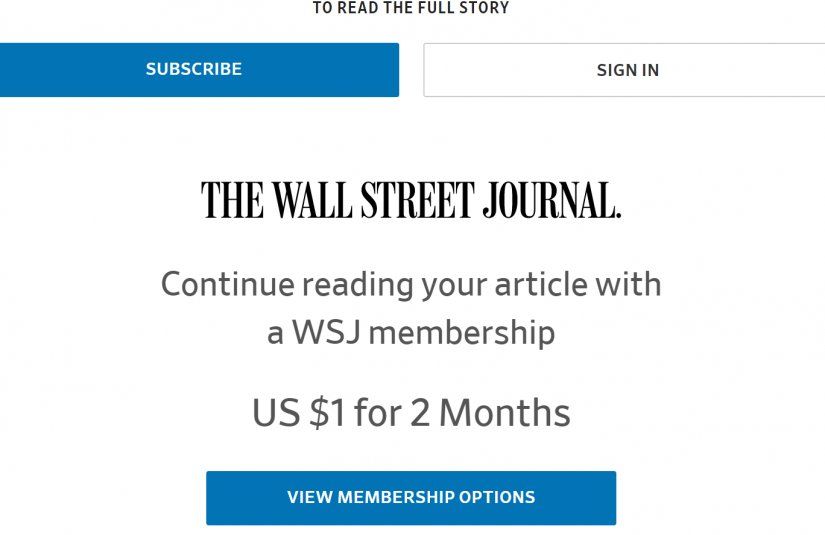 <p>The Wall Street Journal Paywall</p>